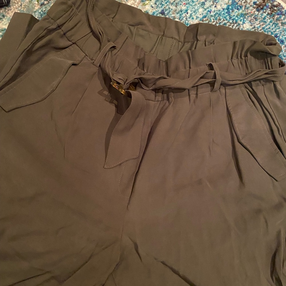 Dynamite Olive Green Paper-Bag Pants